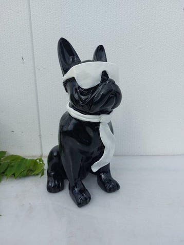 Beeld, French bulldog with tie and sunglasses - 40 cm -
