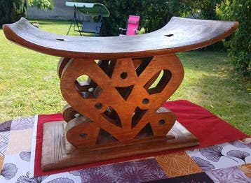 Ashanti-kruk van gebeeldhouwd hout – traditionele Afrikaanse, Antiek en Kunst
