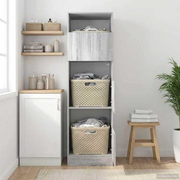 vidaXL Wasrek met opslag Grijs Sonoma 50 x 68 x 162 cm, Verzenden, Nieuw