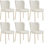 tectake Gestoffeerde stoel Tessa - Bouclé wit/goud, Set van, Verzenden, Nieuw