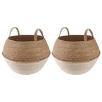 vidaXL Plantenpot met handvatten 2 pcs Wit Ø 45 x 36 cm 100%, Verzenden