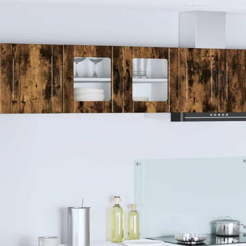 vidaXL Wandglas Kasten PORTO Rook Eiken 80 x 31 x 40 cm, Verzenden