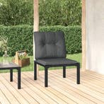 vidaXL Tuinstoel met kussens poly rattan zwart en grijs, Tuin en Terras, Verzenden, Nieuw