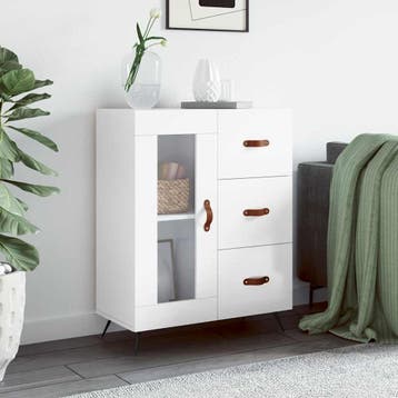 vidaXL Dressoir 69,5x34x90 cm bewerkt hout hoogglans wit, Verzenden