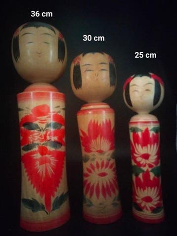 Beeldje (6) - Zes traditionele Naruko kokeshi in