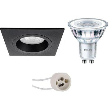 LED Spot Set - Mat Zwarte Vierkante Inbouwspot 6W LED Spot G, Verzenden, Nieuw