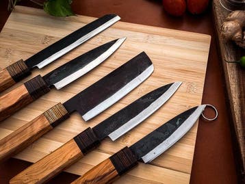 other - Keukenmes - Kitchen knife set - 709 - Staal, Hout,