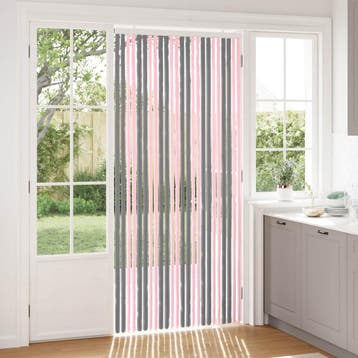 vidaXL Insecten Gordijn Chenille Zilvergrijs en Roze 100 x, Verzenden, Nieuw
