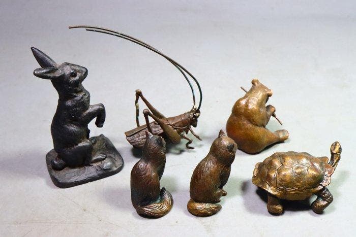 Bronze, Fer (fonte) - Marked  Amemiya - (6) Des, Antiek en Kunst, Antiek | Overige Antiek