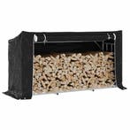 vidaXL Haardhoutrek met regenhoes 200,5x60,5x110,5 cm staal, Tuin en Terras, Brandhout, Verzenden