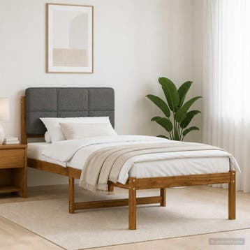 vidaXL Bedframe met gestoffeerd hoofdbord Naturel en, Verzenden, Nieuw
