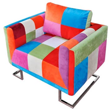 vidaXL Fauteuil met patchwork ontwerp en verchroomde poten, Huis en Inrichting, Verzenden, Nieuw
