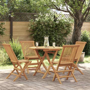 vidaXL 5-delige Tuinset massief teakhout, Verzenden, Nieuw, Tuinset