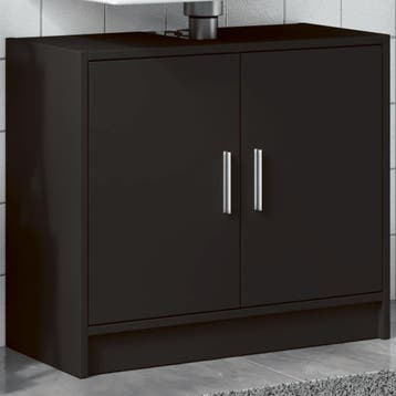 vidaXL Wastafelkast 63x29x55 cm bewerkt hout zwart, Verzenden