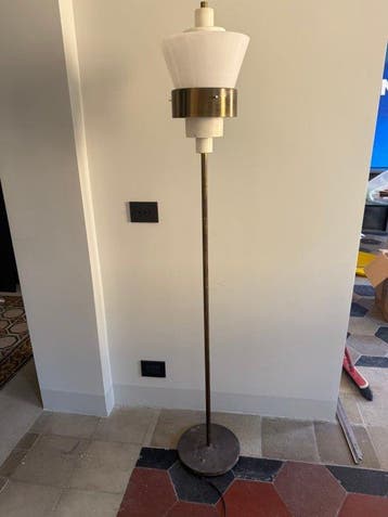 Stilnovo - Kolom vloerlamp - Messing, Glas, Metaal
