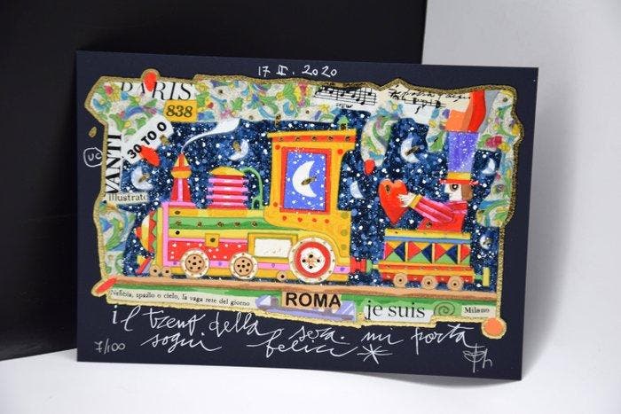 Francesco Musante (1950) - Il treno della sera, Antiquités & Art, Antiquités | Autres Antiquités