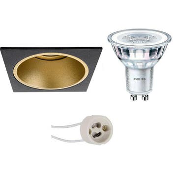 LED Spot Set - 6W LED Vierkante Inbouwspot, Mat Zwarte & Gou, Verzenden