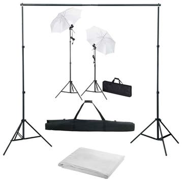 vidaXL Fotostudioset met achtergrond, lampen en paraplus, Verzenden
