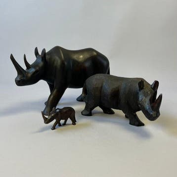 Ornement décoratif (3) - Vintage bois massif Neushoorns -, Antiek en Kunst