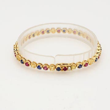 Armband - 18 karaat Geel goud - Saffier. Robijn., Nieuw