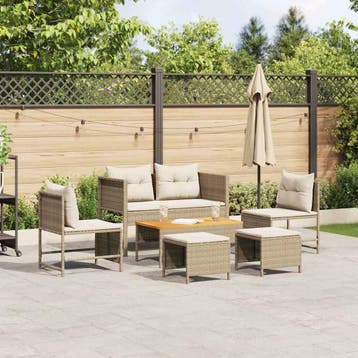 vidaXL Tuinbank Set met kussen 6 pcs Beige en Crème poly, Verzenden, Nieuw