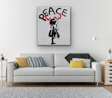 EMIR BERCUTTE - STREET ART PEACE AND LOVE - Toile L