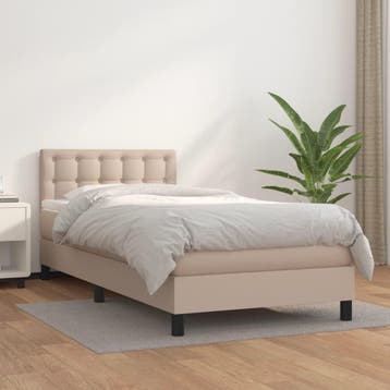 vidaXL Boxspring met matras kunstleer cappuccinokleurig, Verzenden