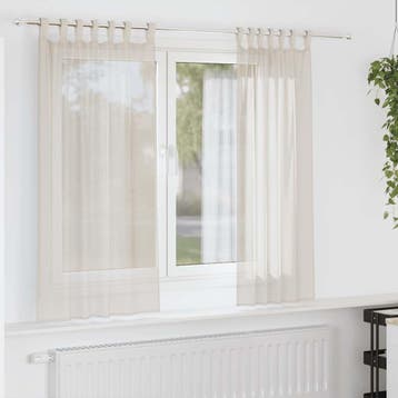 vidaXL Gordijnen voile met Tab Top 2 st crèmekleurig, Huis en Inrichting, Stoffering | Gordijnen en Lamellen, Verzenden, Nieuw