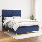 vidaXL Boxspring met matras stof blauw 140x200 cm, Verzenden, Nieuw