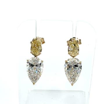 Oorbellen - 14 karaat Geel goud - 8.03ct. tw. Diamant, Nieuw