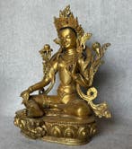 Statue, “Groene” Tara 34 cm / 4.2 kg - 34 cm - cuivre doré