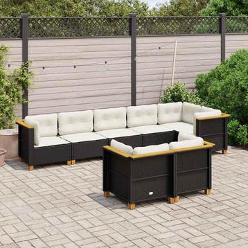 vidaXL 8-delige Loungeset met kussens poly rattan zwart, Verzenden, Loungeset