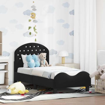 vidaXL Peuterbedframe met hoofdboard Zwart 70 x 140 cm, Verzenden, Nieuw