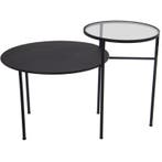 2dekans | MAYU Dubbele Bijzettafel - Zwart Metaal en Glas -, Ophalen of Verzenden, Nieuw