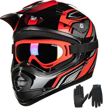 Crosshelm set Rood-Zwart (M) | Retour deal | Sla je slag, Overige merken, Kinderen, Tweedehands, Offroadhelm