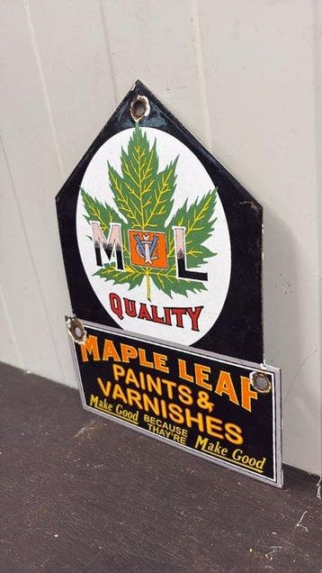 Vintage Maple Leaf Paints & Varnishes reclamebord – Canada