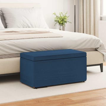 vidaXL Kruk Blauw 81 x 41 x 40 cm Stof en Geëngineerd Hout, Huis en Inrichting, Barkrukken, Verzenden, Nieuw