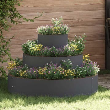 vidaXL Tuin Plantpot Antraciet 90 x 90 x 20 cm Koudgewalst, Verzenden