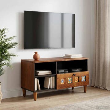 vidaXL TV Kast Walnotenhout 80 x 33 x 46 cm Massief Mango, Huis en Inrichting, Verzenden, Nieuw
