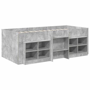 vidaXL Loft Bed Frame met Kast met plank 3 st Betongrijs, Verzenden, Nieuw