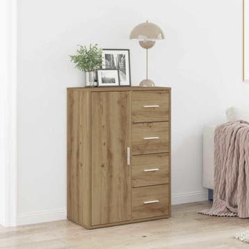 vidaXL Dressoir Artisan Eiken 60 x 31 x 84 cm Bewerkt hout, Verzenden, Nieuw