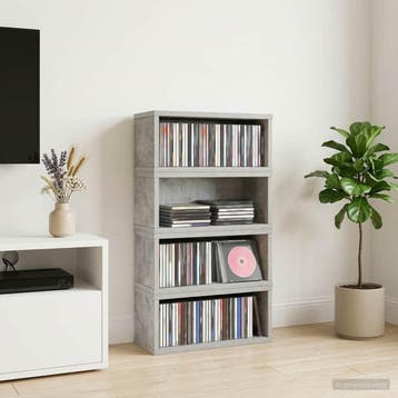 vidaXL CD Opslagrek 4 st Betongrijs 40 x 17 x 17 cm Bewerkt, Verzenden, Nieuw