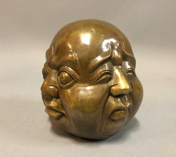 Beeldje - Four Faces Buddha - 1,4 kg - Brons
