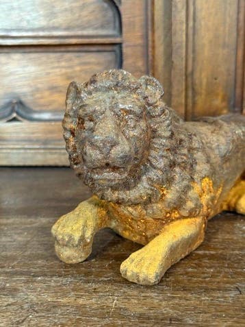 Sculpture, Leeuwen / fragment haard - 9 cm - Fer - 1880, Antiek en Kunst, Antiek | Keramiek en Aardewerk