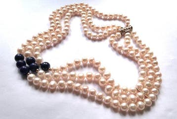 Collier de perles Or jaune 14 kt - perles cultivées -
