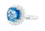 Ring - 14 karaat Witgoud, Blue (Ceylon) - 3.76ct. tw., Nieuw