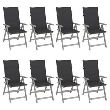 vidaXL Tuinstoelen 8 st verstelbaar met kussens acaciahout, Jardin & Terrasse, Verzenden