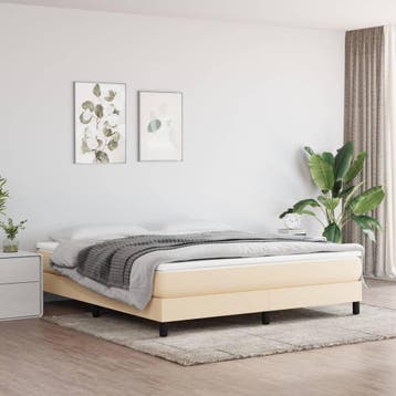 vidaXL Boxspring bed stof crèmekleurig 180x200 cm, Huis en Inrichting, Verzenden, Nieuw