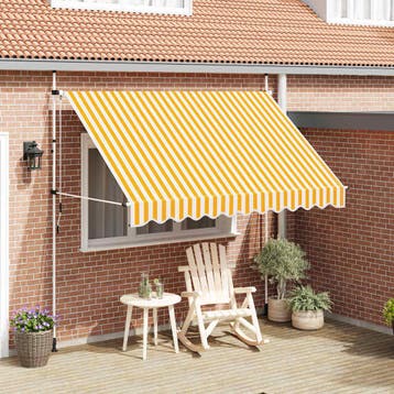 vidaXL Luifel handmatig uittrekbaar 300 cm oranje en witte, Jardin & Terrasse, Protection solaire, Verzenden
