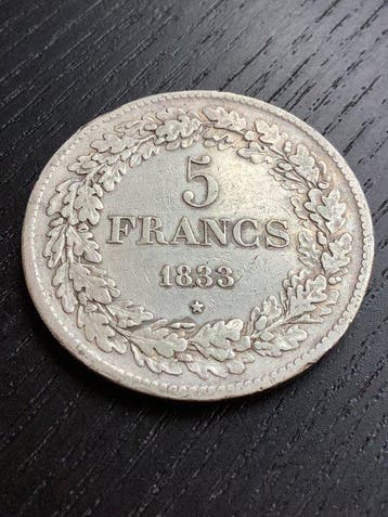 België. Leopold I. 5 Francs 1833 (Zonder minimumprijs), Postzegels en Munten
